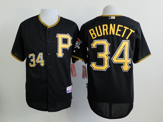Men Pittsburgh Pirates 34 Burnett Black MLB Jerseys